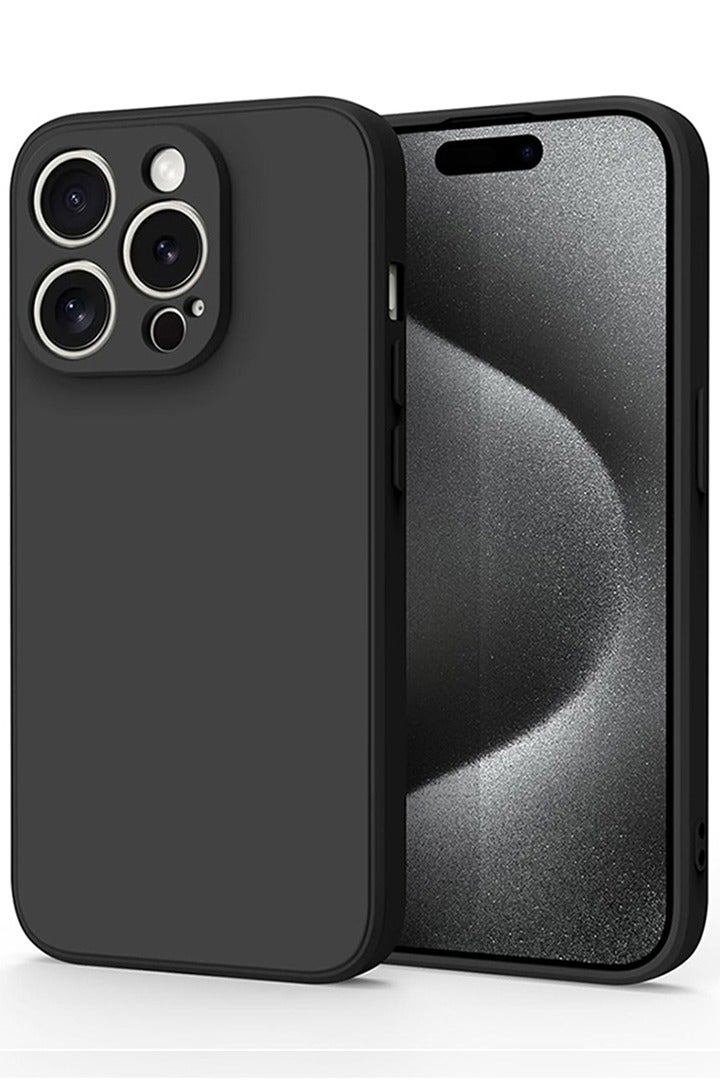 Case Up Compatible with iPhone 15 Pro 6.1 Inch Case, Premium Liquid Silicone [Camera Protection] [Soft Anti-Scratch Microfiber Lining] Shockproof Protective Slim Phone Cover for iPhone 15 Pro, Black - Image 1