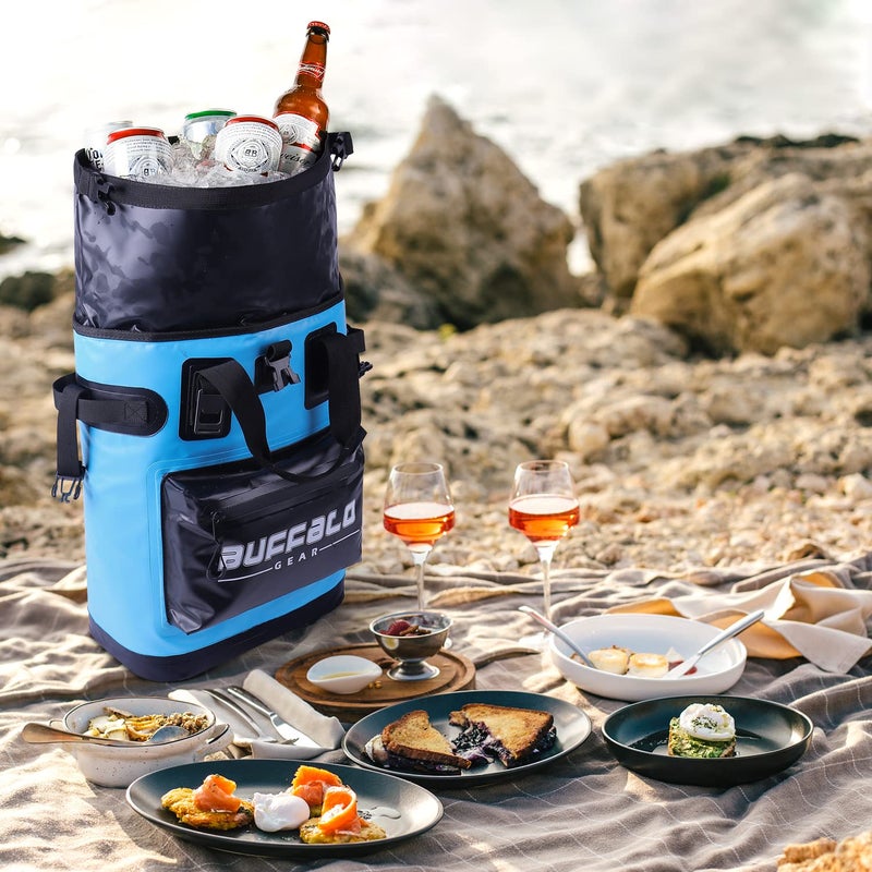 Buffalo Gear Cooler Backpack,18L Leakproof Cooler Bag Insulated Cooler for Picnic Beach Camping Hiking Park Fishing(Blue) - Image 2