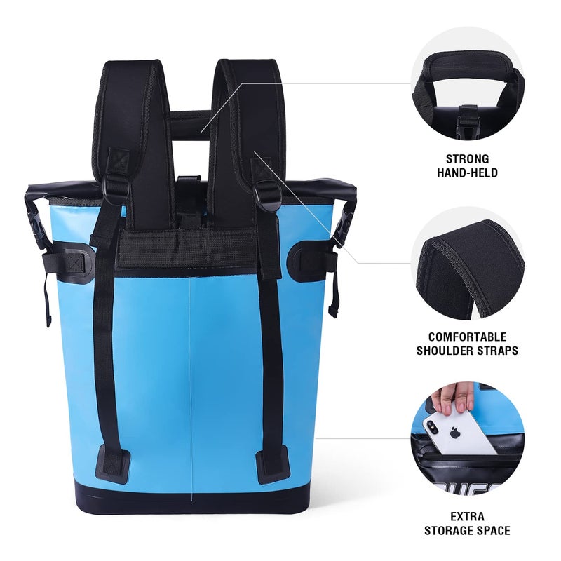 Buffalo Gear Cooler Backpack,18L Leakproof Cooler Bag Insulated Cooler for Picnic Beach Camping Hiking Park Fishing(Blue) - Image 4