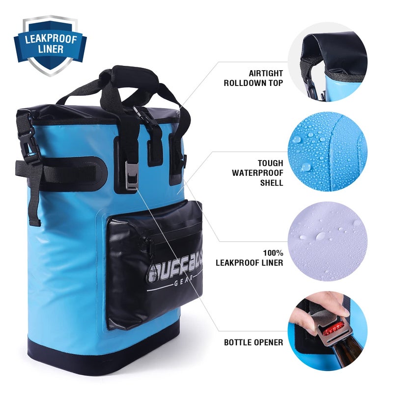 Buffalo Gear Cooler Backpack,18L Leakproof Cooler Bag Insulated Cooler for Picnic Beach Camping Hiking Park Fishing(Blue) - Image 3