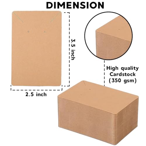 Festiko Jewellery Display Cards Set, 350 GSM Rectangle Jewellery Tags for Earrings, Necklace & Bracelet Display, Black White Kraft Cards, 3.5 x 2.5 Inch - Image 2