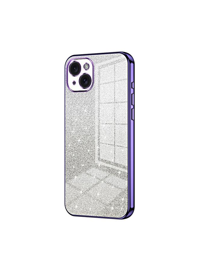 اس-توب جراب لهاتف iPhone 15 Plus، جراب هاتف مطلي بالكهرباء بلون مسحوق لامع متدرج - Image 1