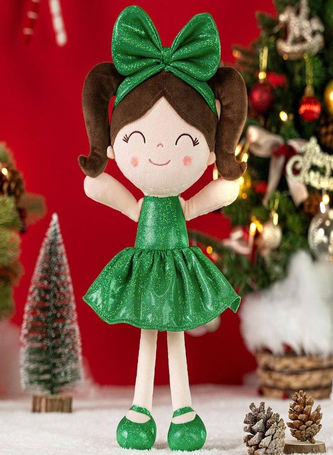 Gloveleya Christmas Baby Doll - Soft Plush Girl Toy in Green Dress, Doll for Kids, Xmas Décor & Keepsake, 12 Inches - Image 1