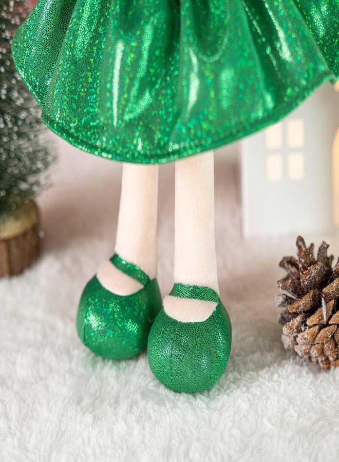Gloveleya Christmas Baby Doll - Soft Plush Girl Toy in Green Dress, Doll for Kids, Xmas Décor & Keepsake, 12 Inches - Image 4