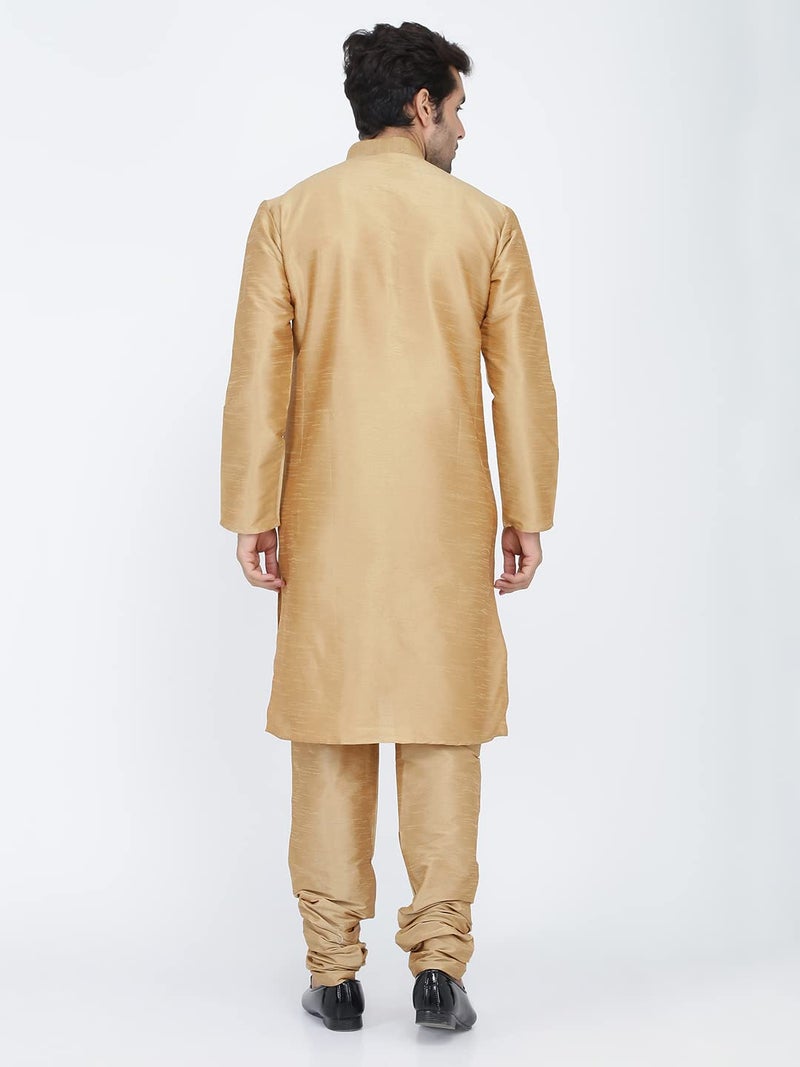 Royal Kurta Men's Silk Blend Kurta & Churidaar Pyjama Set (42, Bronze) - Image 2