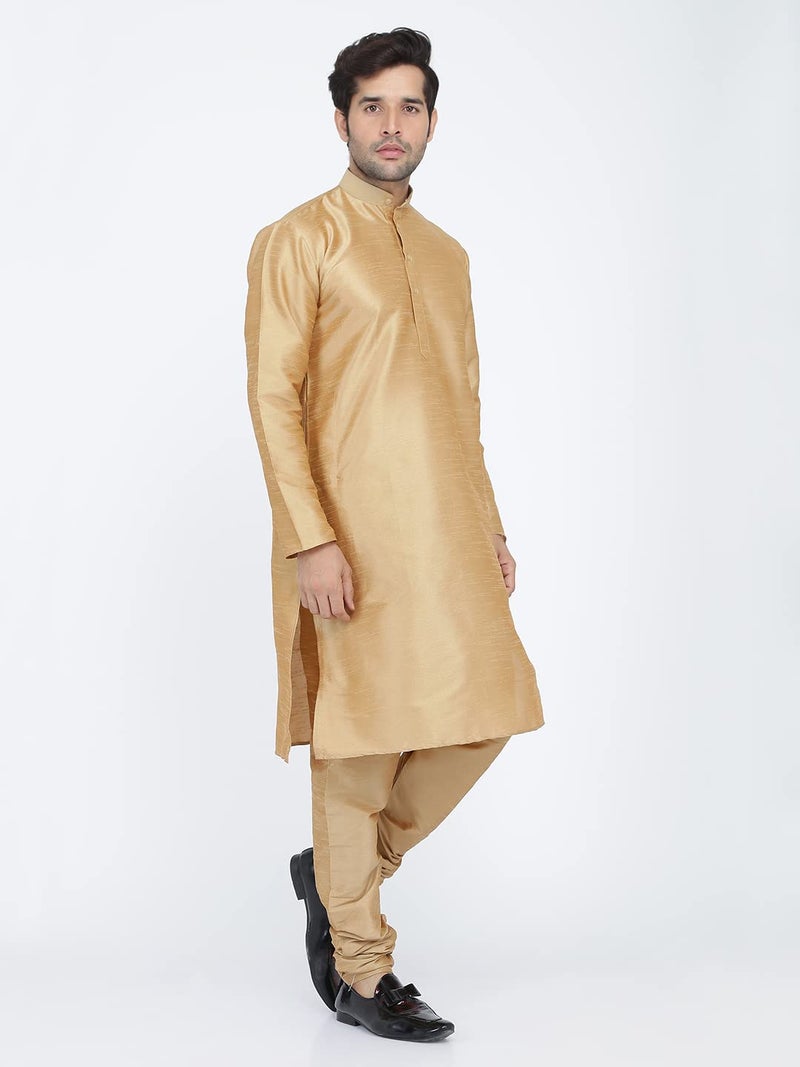 Royal Kurta Men's Silk Blend Kurta & Churidaar Pyjama Set (42, Bronze) - Image 4