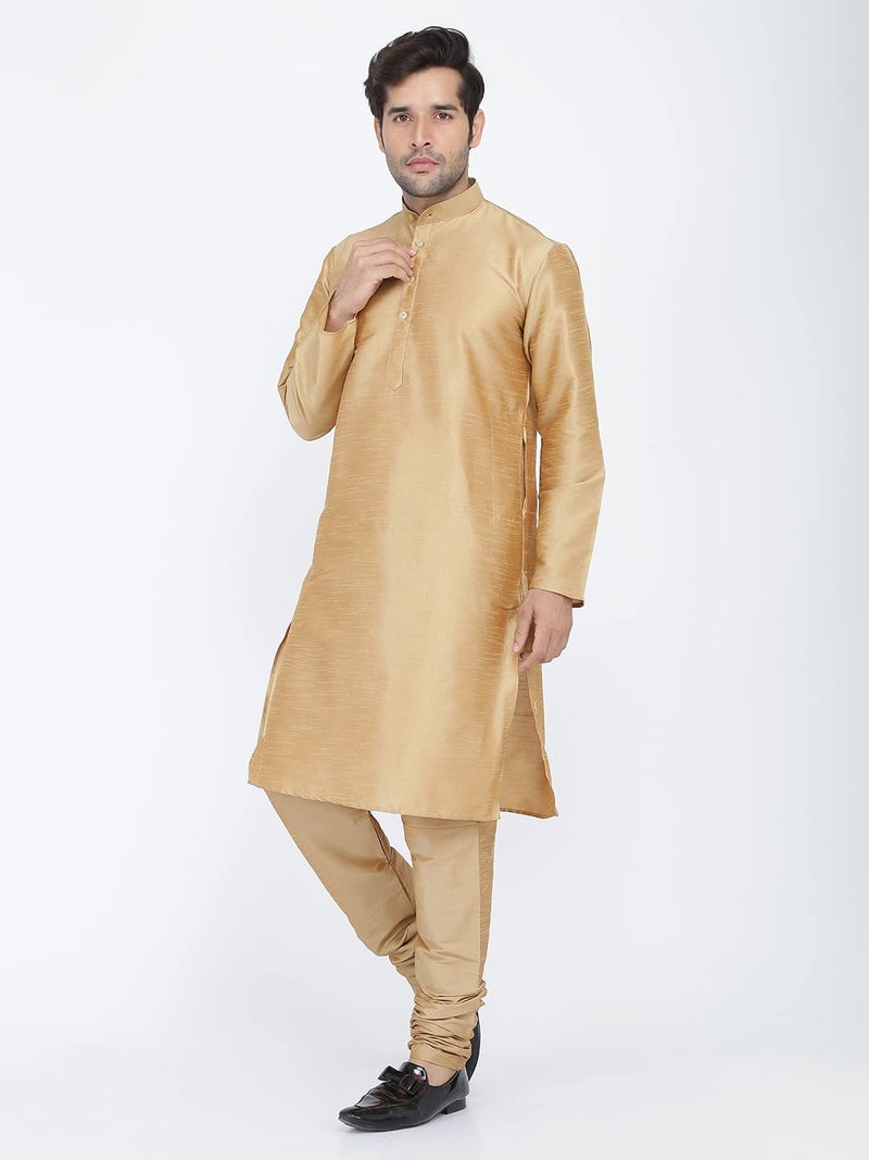 Royal Kurta Men's Silk Blend Kurta & Churidaar Pyjama Set (42, Bronze) - Image 5