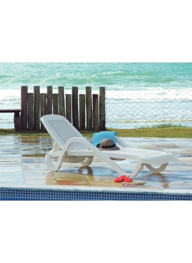 Suncoast Tramontina Cancun Sun Lounger - White/Grey - Image 5