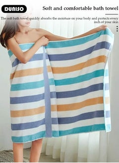 DUNISO Cotton Unshedding Thick Beach Towel,Absorbent Quick Dry Ultra Soft Large Size Household Bath Swimming Towel,Sand Free Lightweight Durable Striped Design Pool Beach Blanket,Perfect for Travel Pool Swimming Bath Camping Yoga Gym Sports  - Image 2