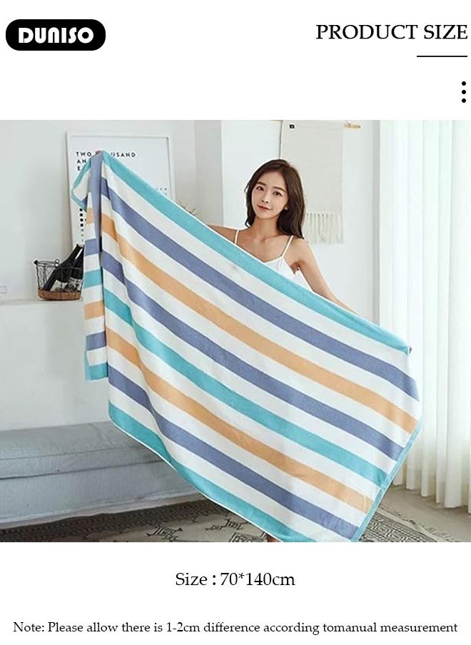 DUNISO Cotton Unshedding Thick Beach Towel,Absorbent Quick Dry Ultra Soft Large Size Household Bath Swimming Towel,Sand Free Lightweight Durable Striped Design Pool Beach Blanket,Perfect for Travel Pool Swimming Bath Camping Yoga Gym Sports  - Image 4