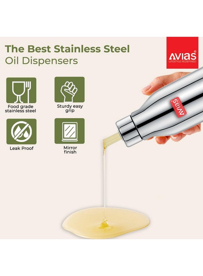 AVIAS Ezee Stainless Steel Oil Pot with Lid, 700 ml Container, Air Tight Spill Proof Oil Dispenser, Vinegar Dispenser Set of 1, Leak Proof Pourer, Oil Can 700ml - Image 2