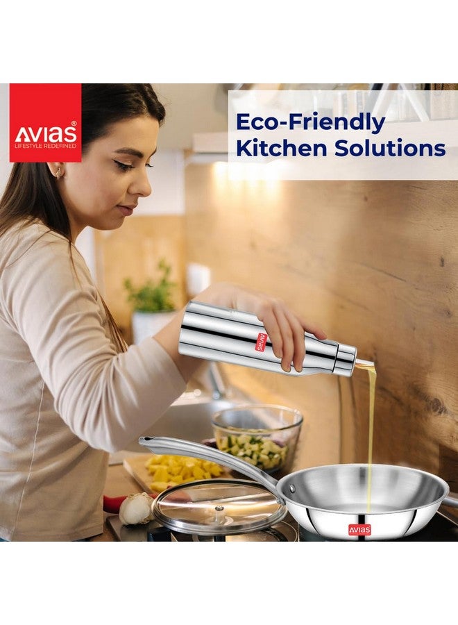 AVIAS Ezee Stainless Steel Oil Pot with Lid, 700 ml Container, Air Tight Spill Proof Oil Dispenser, Vinegar Dispenser Set of 1, Leak Proof Pourer, Oil Can 700ml - Image 3