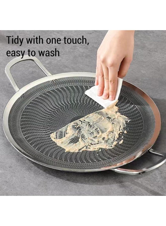 هابي هوم صينية شواء كورية من الستانلس ستيل غير لاصقة – صينية متعددة الاستخدامات للغاز والتحريض والنار المباشرة – هيكل ثلاثي الطبقات لتوزيع حراري متساوٍ – مناسبة للشواء والطهي والتخييم تكفي حتى 10 أشخاص -38 سم - Image 2