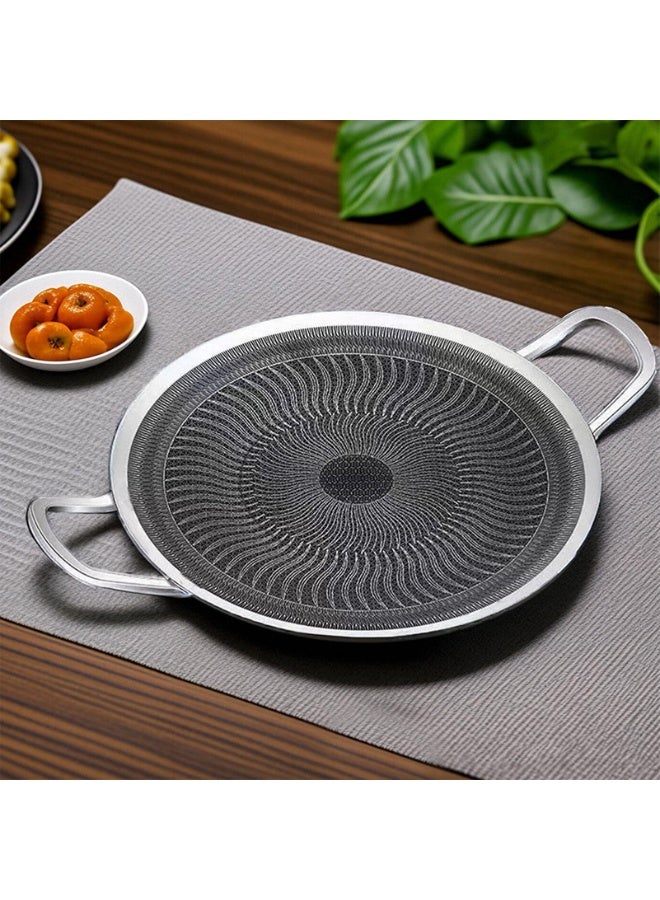 هابي هوم صينية شواء كورية من الستانلس ستيل غير لاصقة – صينية متعددة الاستخدامات للغاز والتحريض والنار المباشرة – هيكل ثلاثي الطبقات لتوزيع حراري متساوٍ – مناسبة للشواء والطهي والتخييم تكفي حتى 10 أشخاص -38 سم - Image 1