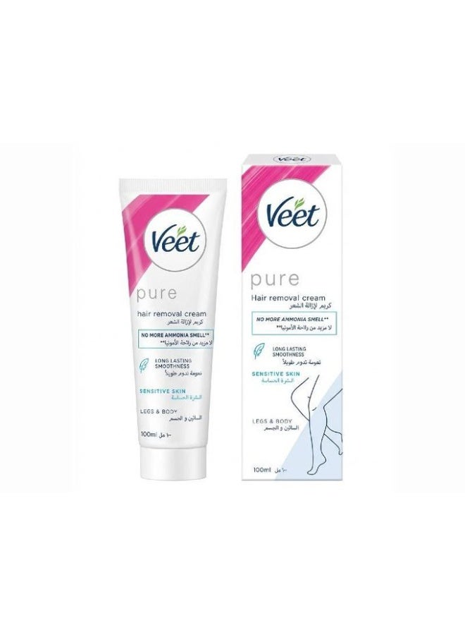 Veet Pure Hair Removal Cream for Sensitive Skin – Legs & Body - 100ml - Image 1