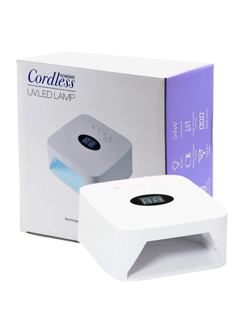 GLOBAL FASHION Professional S50 Cordless Nail Dryer, 54W, Fast Curing Led/Uv Lamp, 3 Timer Modes, Auto Sensor, Gel Polish Dryer, White  - Image 1