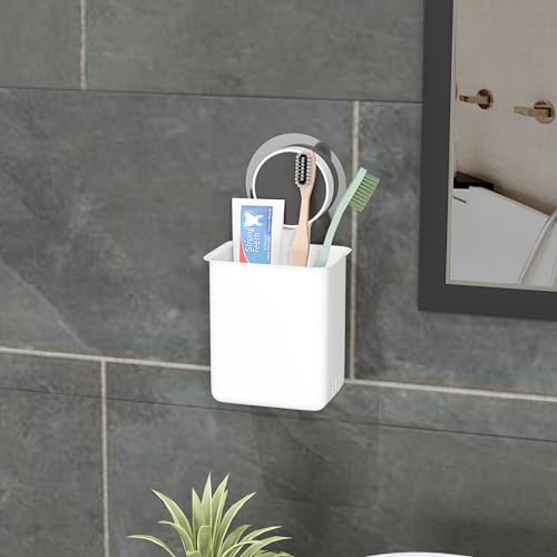 ELMVIA Plastic Wall Mounted Self Adhesive, Toothbrush Holder/Toothbrush Holders for Toothbrushes, Toothpaste, Shaver, Razor & Brush Holder for Bathroom (2PCS), White - Image 3