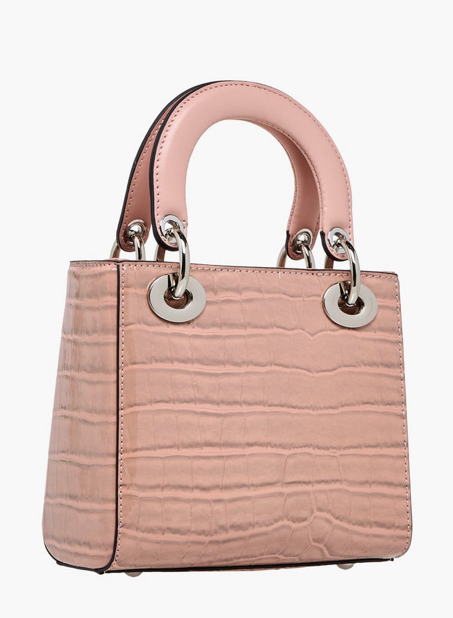 Celeste Textured Tote Bag with Detachable Strap and Button Closure  - Image 4