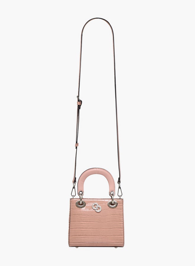 Celeste Textured Tote Bag with Detachable Strap and Button Closure  - Image 3