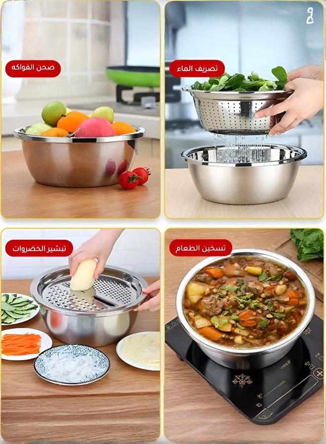 3-Piece Kitchen Strainer and Bowl Set for Rice and Vegetables - Image 5