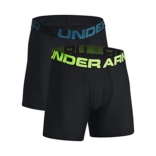 Under Armour mens Tech 6-inch Boxerjock 2-Pack, (006) Black / / Static Blue, X-Small - Image 4