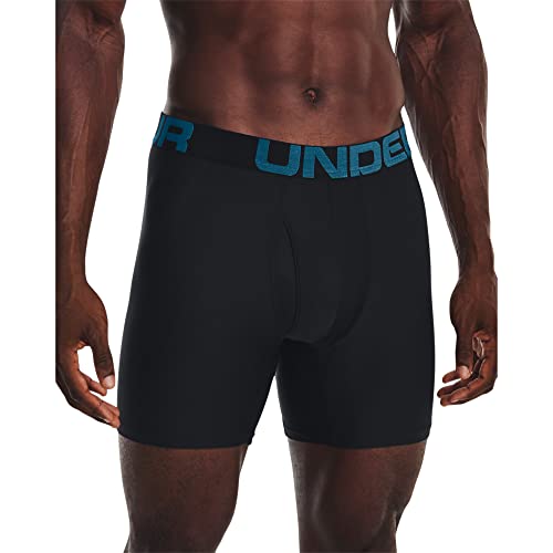 Under Armour mens Tech 6-inch Boxerjock 2-Pack, (006) Black / / Static Blue, X-Small - Image 1