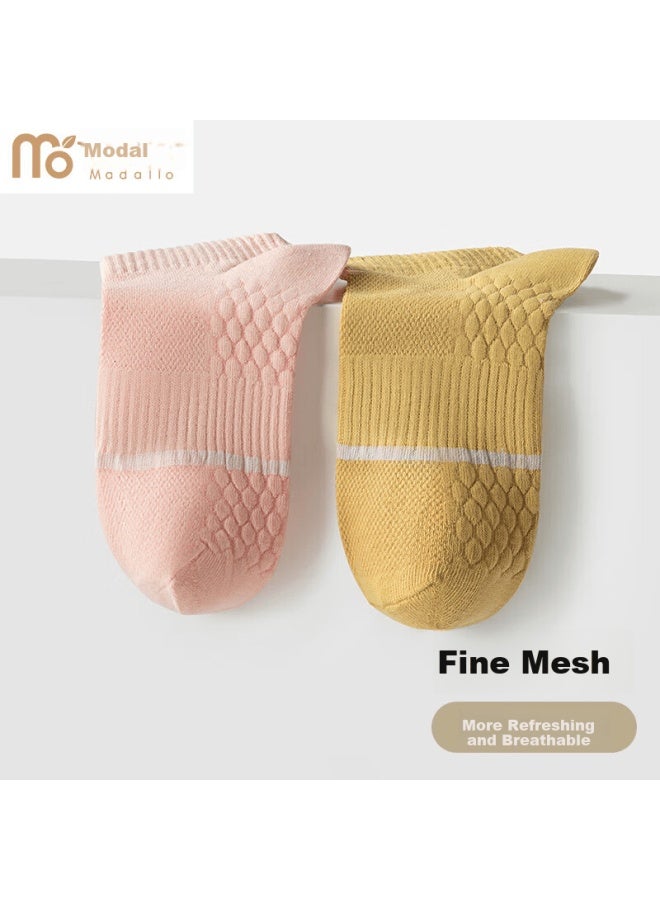 Modal Modaier 5-pair Pack Women's Socks, Summer Thin Non-slip No-show Solid Color Mesh Breathable Boat Socks Short Tube Socks - Image 4