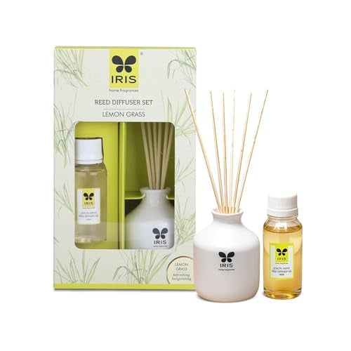 IRIS Home Fragrance,60Ml Lemon Grass Reed Diffuser Set |Free 6 Reeds Sticks of 7.5"|Stress Relief & Aromatherapy |Long-Lasting,Smoke-Free Air Freshener for Home,Bedroom and Office | Ideal for Gifting - Image 1