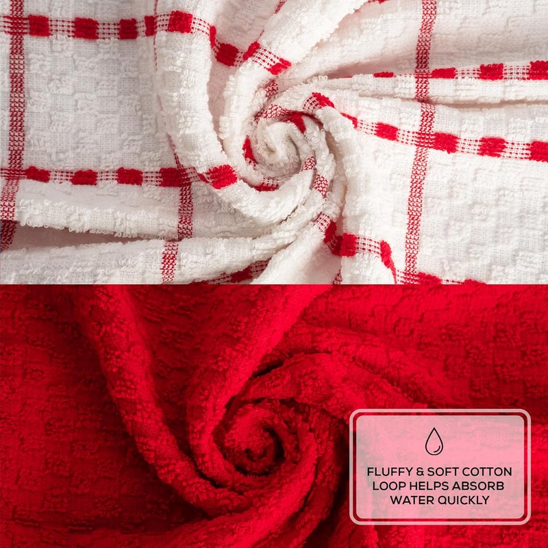GOLD TEXTILES Kitchen Towels 12 Pack Premium 100 Cotton Dish Towels for Kitchen 15 x 25 Inches Super Soft  Absorbent Kitchen Hand Towels for Drying Dishes Cleaning  Reusable and Washable Red - Image 3
