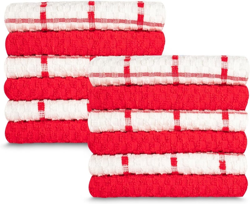 GOLD TEXTILES Kitchen Towels 12 Pack Premium 100 Cotton Dish Towels for Kitchen 15 x 25 Inches Super Soft  Absorbent Kitchen Hand Towels for Drying Dishes Cleaning  Reusable and Washable Red - Image 1