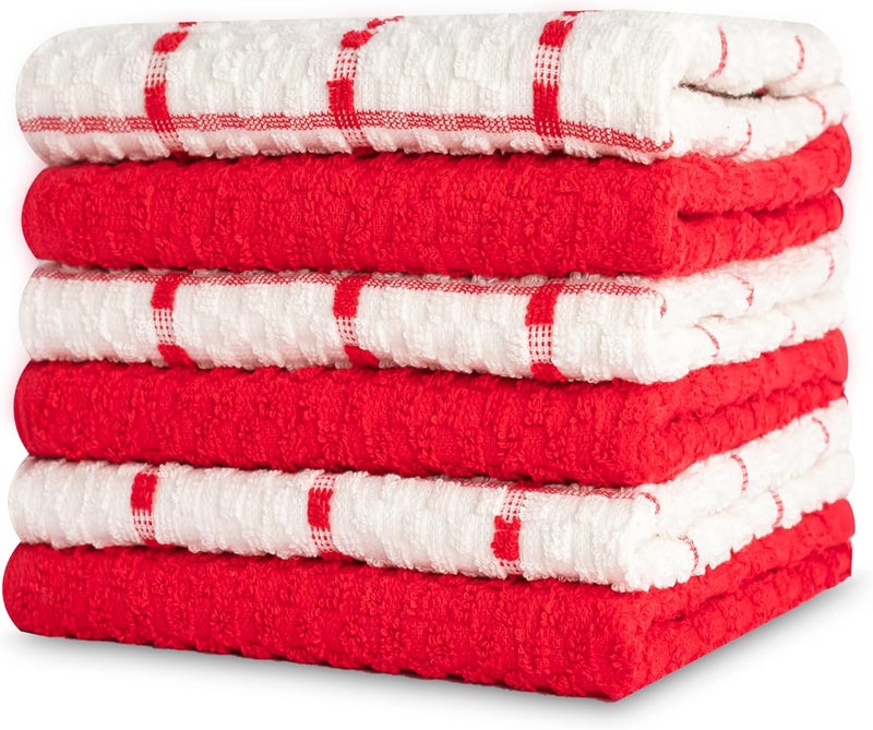 GOLD TEXTILES Kitchen Towels 12 Pack Premium 100 Cotton Dish Towels for Kitchen 15 x 25 Inches Super Soft  Absorbent Kitchen Hand Towels for Drying Dishes Cleaning  Reusable and Washable Red - Image 2