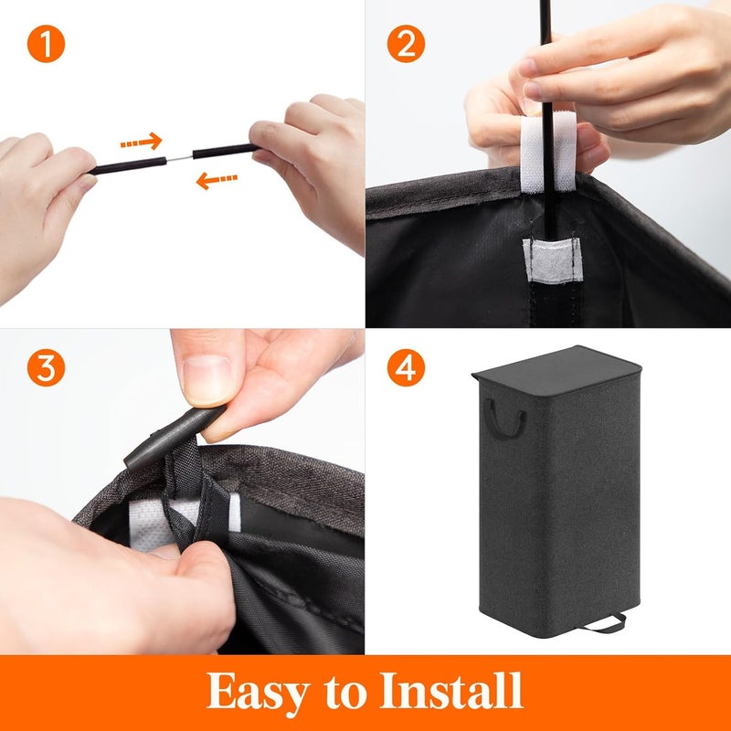 Lifewit Laundry Hamper with Lid and Removable Laundry Bag, Large Collapsible 1 Divider Dirty Clothes Basket with Handles for Bedroom, Laundry Room, Closet, Bathroom, College, 100L Black - Image 3