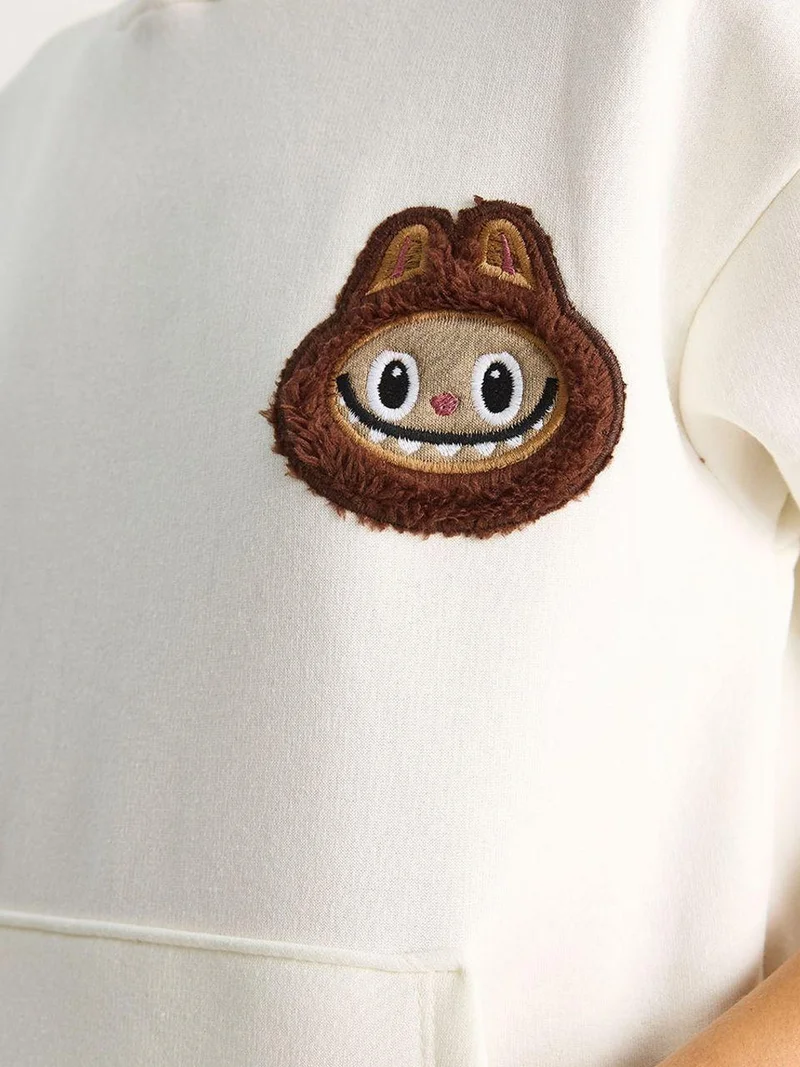 Bianco Lucci LUCCI Hooded Embroidered Sweatshirt