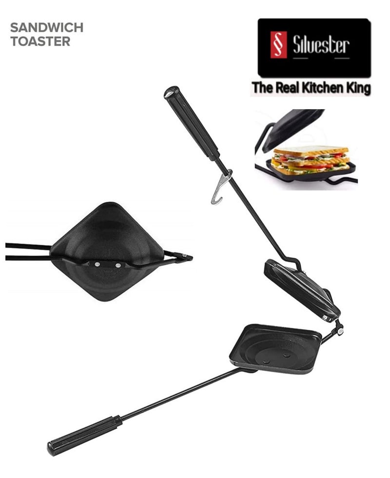 SILVESTER The Real Kitchen King Heavy NonStick NonElectric Gas Compatible Sandwich ToasterRegular Toaster Grill for Snack and Sandwich Maker with NonStick Cookware NonStick Aluminumpack of 1 - Image 5