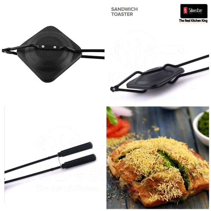 SILVESTER The Real Kitchen King Heavy NonStick NonElectric Gas Compatible Sandwich ToasterRegular Toaster Grill for Snack and Sandwich Maker with NonStick Cookware NonStick Aluminumpack of 1 - Image 3