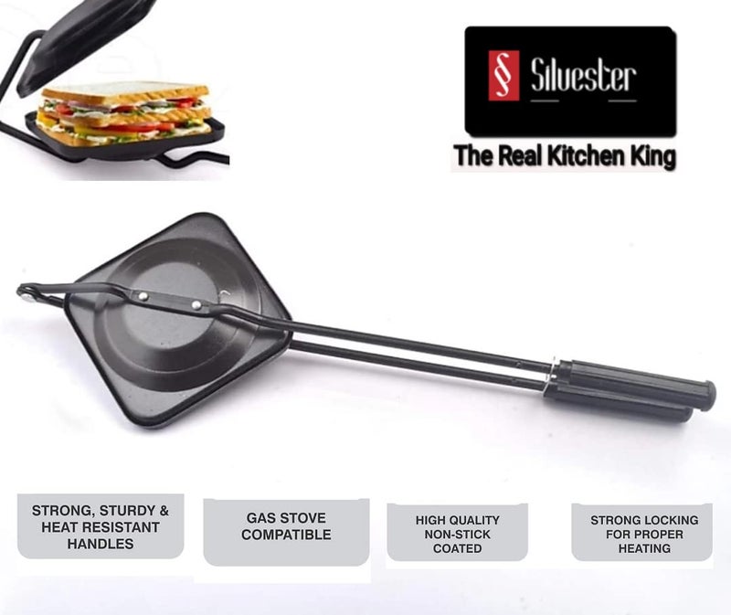 SILVESTER The Real Kitchen King Heavy NonStick NonElectric Gas Compatible Sandwich ToasterRegular Toaster Grill for Snack and Sandwich Maker with NonStick Cookware NonStick Aluminumpack of 1 - Image 4