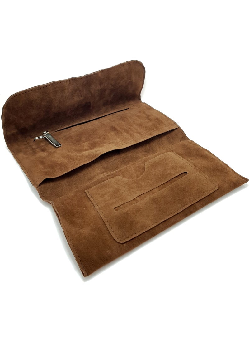 Falconetti Brown Suede Tobacco Pouch Bag Tobacco Holder PZ68  - Image 2