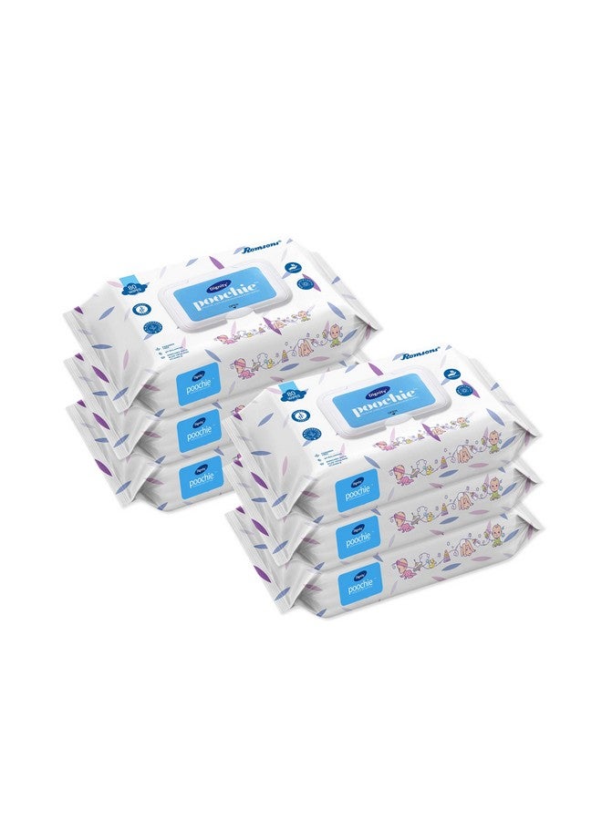 DIGNITY Poochie 100% Biodegradable Clear Color Baby Wipes (150 x 200 mm) -Pack of 6, 480 Wipes - Image 1