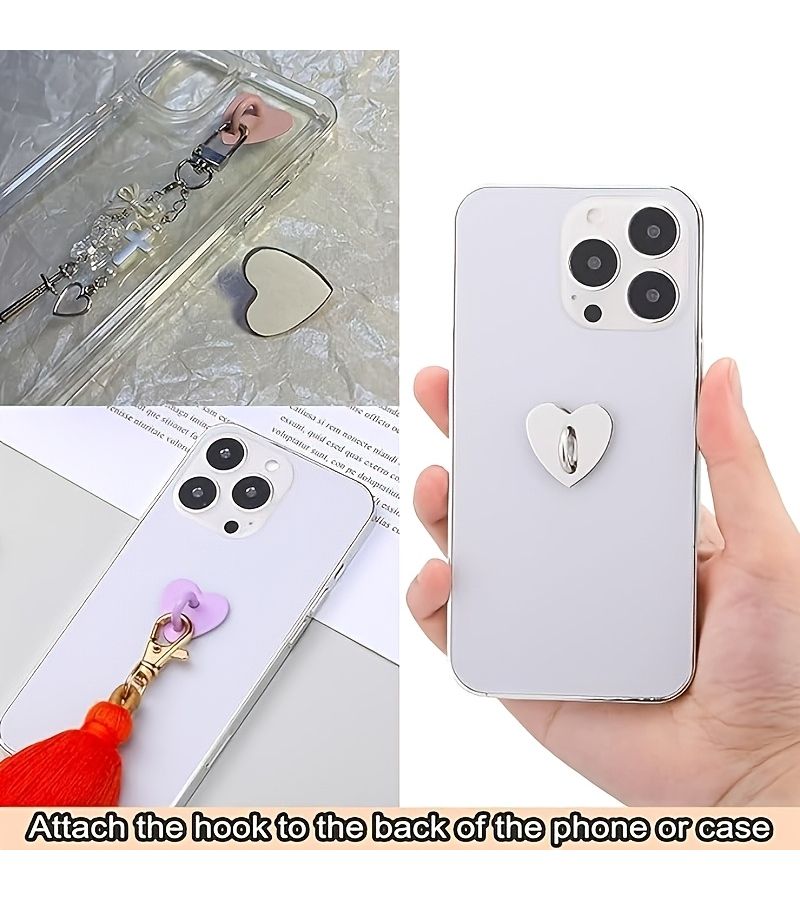 5 قطع من حلقة الإصبع على شكل قلب للهاتف مع لاصق قوي للتعليق على غلاف الهاتف المخصص DIY - Image 4