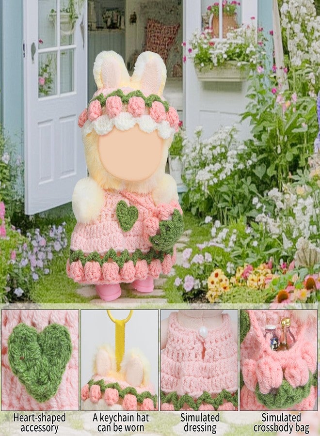 Voccim Handmade Crochet 17cm Doll Clothes - 3PCS Doll Outfites Include Hats and Bag, Cute Dolls Clothing Adorable Dress Up 15cm/17cm Dolls Accessories for Gift (Pink) - Image 4
