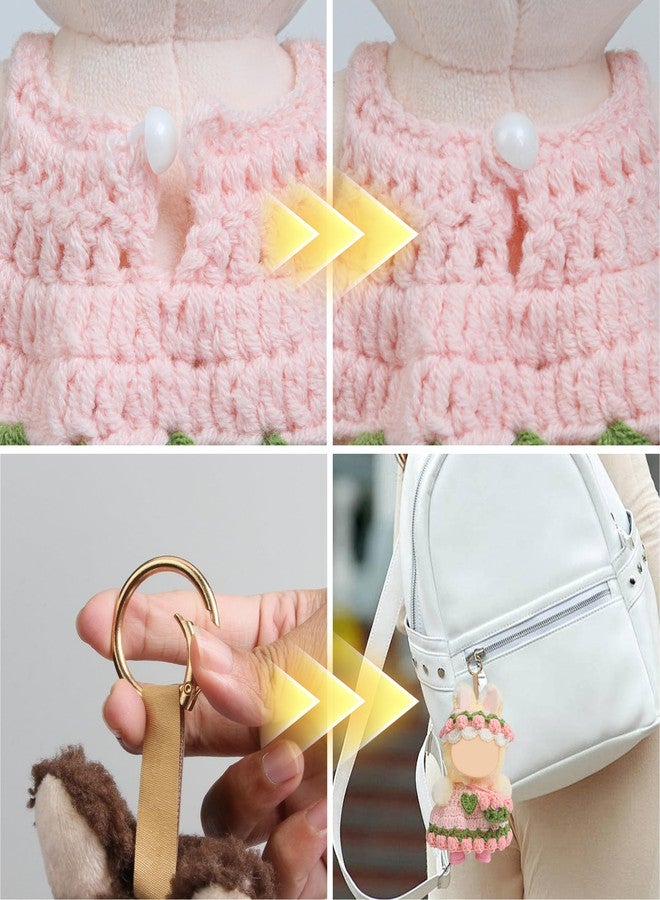 Voccim Handmade Crochet 17cm Doll Clothes - 3PCS Doll Outfites Include Hats and Bag, Cute Dolls Clothing Adorable Dress Up 15cm/17cm Dolls Accessories for Gift (Pink) - Image 5