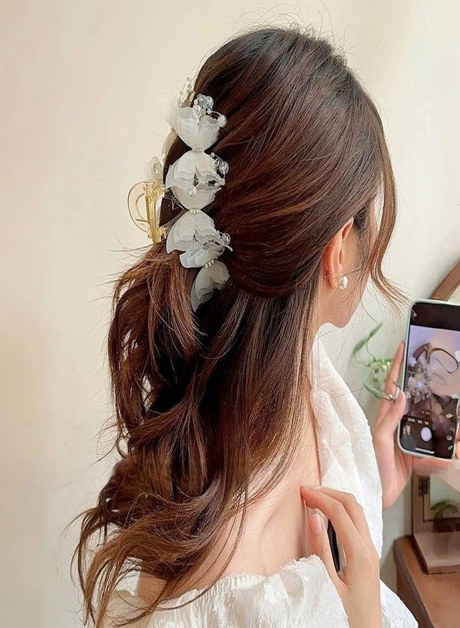 Melodio 2pcs Butterfly Hair Clips for Women & Girls | Elegant Pearl & Rhinestone Hair Claw Clips | Fashion Hair Accessories for Wedding, Party, Sangeet - Image 5