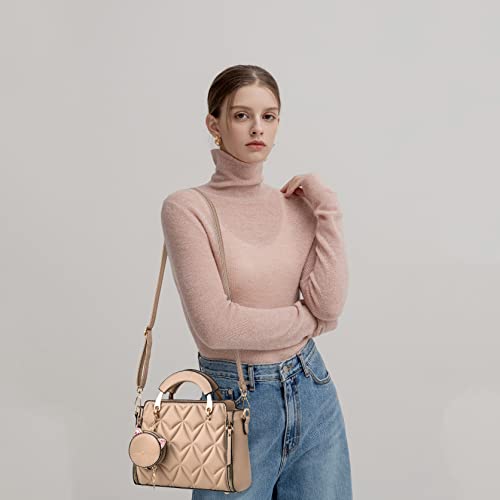 Xiaoyu Fashion Purses and Handbags for Women Ladies Crossbody Bags Top Handle Satchel Shoulder Bags Small Totes (Khaki Bubble) - Image 3