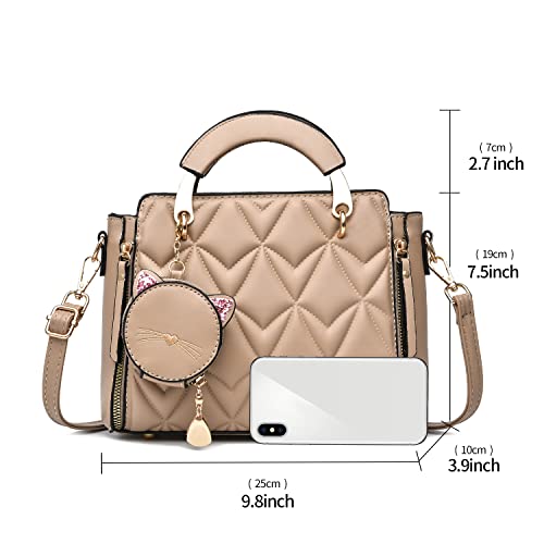 Xiaoyu Fashion Purses and Handbags for Women Ladies Crossbody Bags Top Handle Satchel Shoulder Bags Small Totes (Khaki Bubble) - Image 2