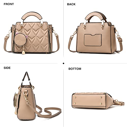 Xiaoyu Fashion Purses and Handbags for Women Ladies Crossbody Bags Top Handle Satchel Shoulder Bags Small Totes (Khaki Bubble) - Image 5