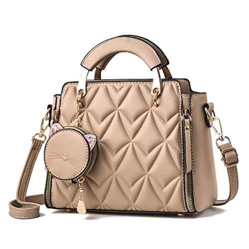 Xiaoyu Fashion Purses and Handbags for Women Ladies Crossbody Bags Top Handle Satchel Shoulder Bags Small Totes (Khaki Bubble) - Image 1