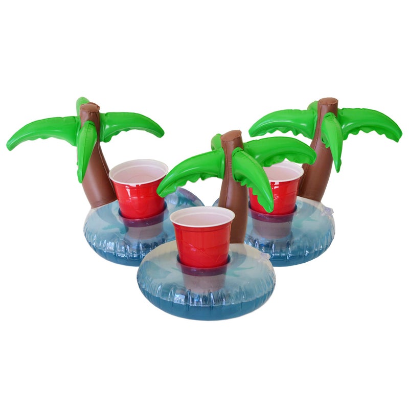 GoFloats Inflatable Pool and Hot Tub Drink Holders (3 Pack) (Choose - Unicorn, Flamingo, Palm Tree and More) - Image 1