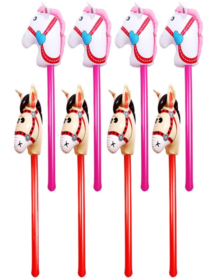 Yiphates 8 Pcs 40 Inch Inflatable Stick Horse Colorful Horse Head Stick Balloon Horse Birthday Party Supplies Pony Stick for Christmas Horse Themed Party Decorations Costume Stick - Image 1