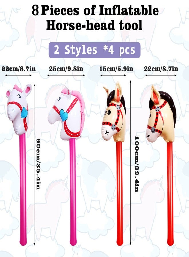 Yiphates 8 Pcs 40 Inch Inflatable Stick Horse Colorful Horse Head Stick Balloon Horse Birthday Party Supplies Pony Stick for Christmas Horse Themed Party Decorations Costume Stick - Image 2
