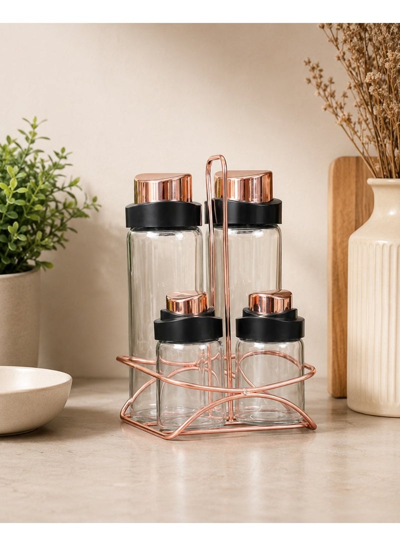 Drobina 5 Piece Oil Dispenser and Salt/Pepper Shaker Set Black - Image 3